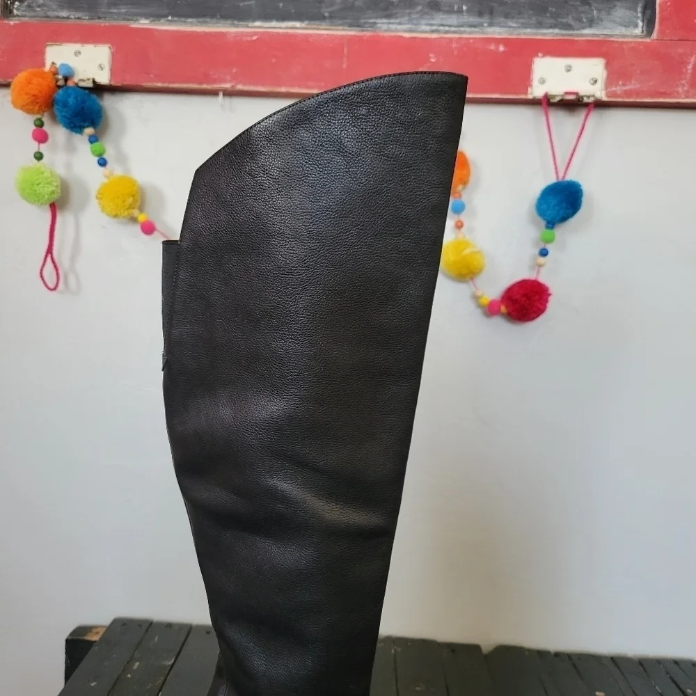 STEVEN NWOT Black Thigh High Boots Women's 5 Over the Knee Heeled Heels Sexy OTK